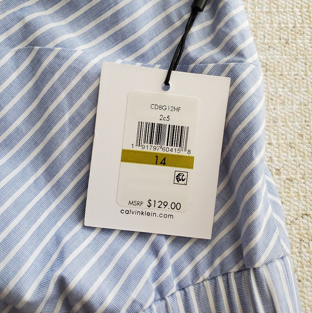 NWT Calvin Klein one shoulder stripe midi dress 14 - Picture 5 of 11